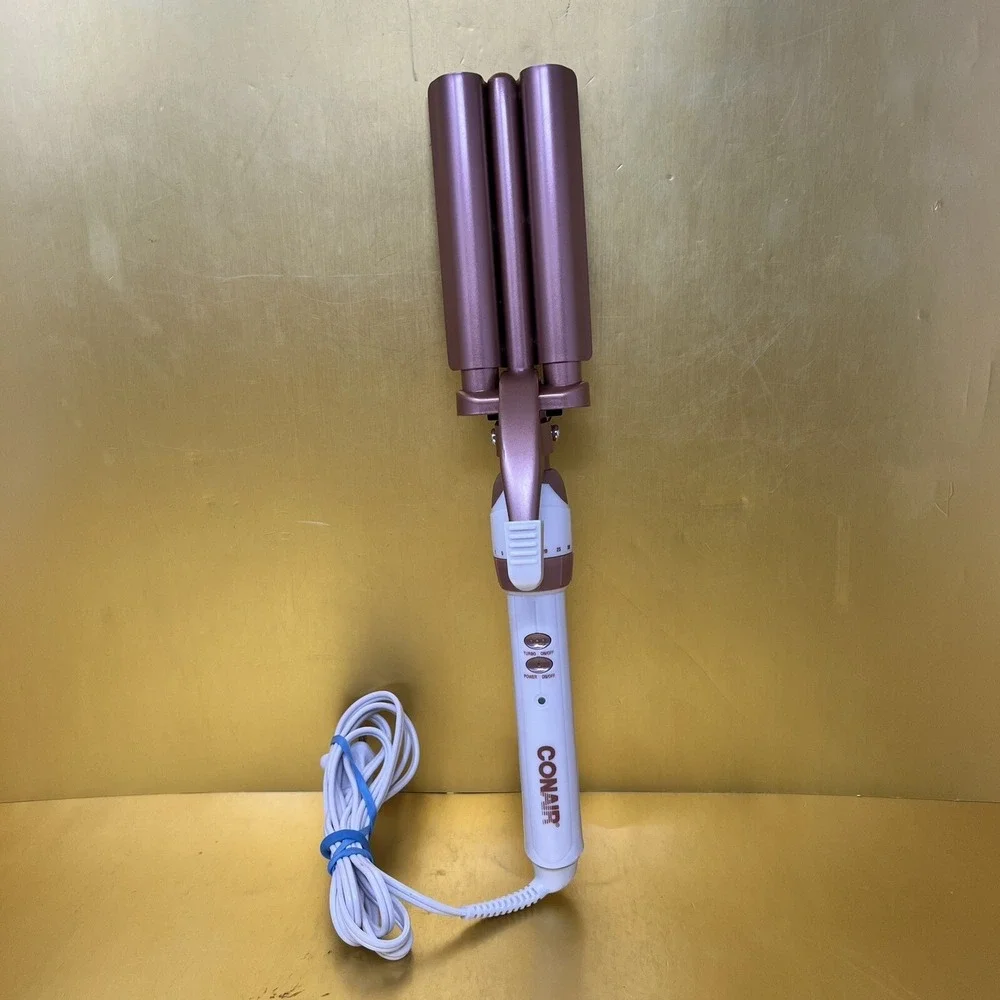 Conair Double Ceramic Triple Barrel Curl Styling Waver Rose Gold Hair Tool